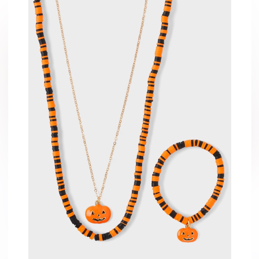 Gymboree Girls Pumpkin 3-Piece Jewelry Set 🎃 Necklace Bracelet